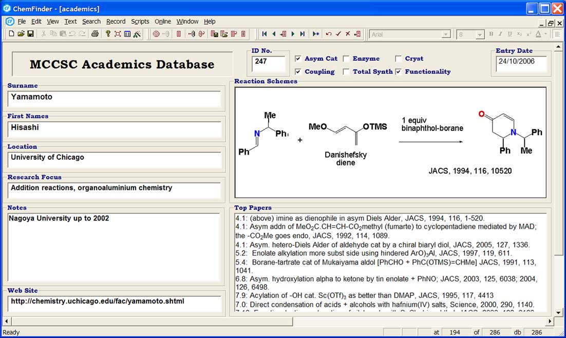 database screen-shot