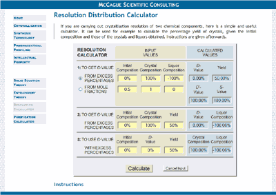 screenshot of resolution distribution calculator page